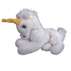 Vintage Dakin White Unicorn 1979 Plush 12” Laying Stuffed Animal